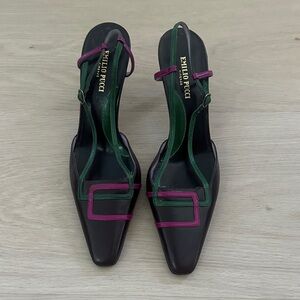 (VTG) Emilio Pucci Brown, Pink & Green Heels